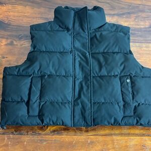 Born Primitive Mens Black Puffer Vest Quilted Zip Snap Athletic Outerwear Medium
